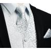 imageHISDERN V301 Mens 3PCS Formal Vest Set Slim Fit Jacquard Waistcoat with Paisley Floral Pattern for Wedding Prom PartyWhiteN