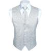 imageHISDERN V301 Mens 3PCS Formal Vest Set Slim Fit Jacquard Waistcoat with Paisley Floral Pattern for Wedding Prom PartyWhiteN