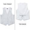 imageHISDERN V301 Mens 3PCS Formal Vest Set Slim Fit Jacquard Waistcoat with Paisley Floral Pattern for Wedding Prom PartyWhiteN