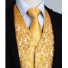 imageHISDERN V301 Mens 3PCS Formal Vest Set Slim Fit Jacquard Waistcoat with Paisley Floral Pattern for Wedding Prom PartyYellowN