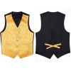 imageHISDERN V301 Mens 3PCS Formal Vest Set Slim Fit Jacquard Waistcoat with Paisley Floral Pattern for Wedding Prom PartyYellowN