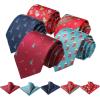 imageHISDERN Christmas Mens Ties Set 5PCS Holiday Festival Funny Tie and Pocket Square Set Vacation Xmas Gift Box Necktie SetT5s31