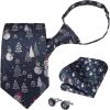 imageHISDERN Christmas Ties for Men Pretied Mens Holiday Silk Tie and Pocket Square Cufflinks Set Xmas Festive Funny NecktieFestive BluesnowmanTree