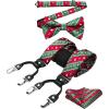 imageHISDERN Mens Christmas Bow Tie and Suspenders Holiday Festival Braces Y Shape Fun Santa Braces Handkerchief Pocket Square SetRed  Green