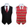 imageHISDERN Mens Suit Vest Business Formal Dress Waistcoat Vest ampamp Mens Suit Vest Christmas Holiday Season Party Jacquard Waistcoats