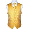 imageHISDERN V301 Mens 3PCS Formal Vest Set Slim Fit Jacquard Waistcoat with Paisley Floral Pattern for Wedding Prom PartyYellowN