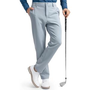imageHISDERN Heat 701 Mens Thermal Golf Pants Stretch Fleece 30quot32quot No Iron Comfy for Winter Business Casual with PocketLight Grey