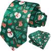 imageHISDERN Christmas Ties for Men Holiday Festival Funny Tie and Pocket Square Set Vacation Xmas Party Necktie HandkerchiefA5 Hunt Green