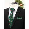 imageHISDERN Christmas Ties for Men Holiday Festival Funny Tie and Pocket Square Set Vacation Xmas Party Necktie HandkerchiefA6 GreenSock