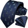 imageHISDERN Christmas Ties for Men Holiday Festival Funny Tie and Pocket Square Set Vacation Xmas Party Necktie HandkerchiefC2 Navy Blue