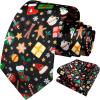 imageHISDERN Christmas Ties for Men Holiday Festival Funny Tie and Pocket Square Set Vacation Xmas Party Necktie HandkerchiefC8 Navy  Gift