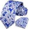 imageHISDERN Christmas Ties for Men Holiday Festival Funny Tie and Pocket Square Set Vacation Xmas Party Necktie HandkerchiefC9 Blue  Reindeer