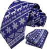imageHISDERN Christmas Ties for Men Holiday Festival Funny Tie and Pocket Square Set Vacation Xmas Party Necktie HandkerchiefC9 Blue  Striped