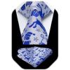 imageHISDERN Christmas Ties for Men Holiday Festival Funny Tie and Pocket Square Set Vacation Xmas Party Necktie HandkerchiefC9 Blue  Reindeer