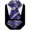 imageHISDERN Christmas Ties for Men Holiday Festival Funny Tie and Pocket Square Set Vacation Xmas Party Necktie HandkerchiefC9 Blue  Striped