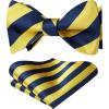 imageHISDERN Bow Ties for Men Striped Bowties Mens Self Tie Bowtie Handkerchief Formal Tuxedo Wedding Bowties and Pocket Square05yellow  Blue