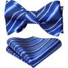 imageHISDERN Bow Ties for Men Striped Bowties Mens Self Tie Bowtie Handkerchief Formal Tuxedo Wedding Bowties and Pocket Square07blue 01