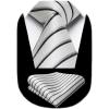 imageHISDERN Mens Striped Ties Classic Silk Woven Tie and Pocket Square Set Formal Business Necktie Handkerchief for WeddingWhite