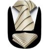 imageHISDERN Mens Striped Ties Classic Silk Woven Tie and Pocket Square Set Formal Business Necktie Handkerchief for WeddingYellow