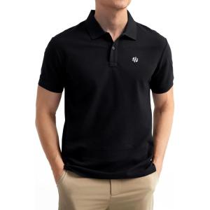 imageHISDERN Air 305 Mens Slim Fit Golf Polo Shirt Performance Quick Dry Breathable Stretch Comfy for Sport and Casual WearBlack
