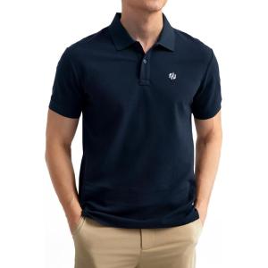 imageHISDERN Air 305 Mens Slim Fit Golf Polo Shirt Performance Quick Dry Breathable Stretch Comfy for Sport and Casual WearNavy Blue