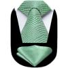 imageHISDERN Ties for Men Silk Extra Long Tie and Pocket Square Classic Plaid Checkered 63 inches Mens Neckties BusinessB6sage Green 2