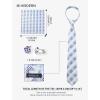 image:imageHISDERN Mens Ties Silk Striped Plaid Tie and Pocket Square Set Classic Necktie with Handkerchief Cufflinks for PartyBlight Blue