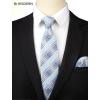 image:imageHISDERN Mens Ties Silk Striped Plaid Tie and Pocket Square Set Classic Necktie with Handkerchief Cufflinks for PartyBlight Blue