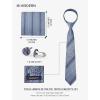 image:imageHISDERN Mens Ties Silk Striped Plaid Tie and Pocket Square Set Classic Necktie with Handkerchief Cufflinks for PartyBnavy Blue