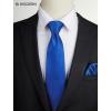image:imageHISDERN Mens Ties Silk Striped Plaid Tie and Pocket Square Set Classic Necktie with Handkerchief Cufflinks for PartyBroyal Blue