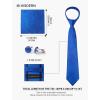 image:imageHISDERN Mens Ties Silk Striped Plaid Tie and Pocket Square Set Classic Necktie with Handkerchief Cufflinks for PartyBroyal Blue