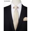 image:imageHISDERN Mens Ties Silk Striped Plaid Tie and Pocket Square Set Classic Necktie with Handkerchief Cufflinks for PartyCchampagne