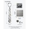 image:imageHISDERN Ties for Men Silk Stripe Plaid Tie Pocket Square Cufflinks Set Classic Necktie Formal Wedding BusinessGrey  Brown