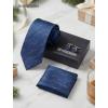 image:imageHISDERN Ties for Men Silk Stripe Plaid Tie Pocket Square Cufflinks Set Classic Necktie Formal Wedding BusinessNavy Blue