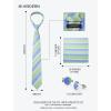 image:imageHISDERN Ties for Men Silk Stripe Plaid Tie Pocket Square Cufflinks Set Classic Necktie Formal Wedding BusinessSage Green  Blue
