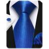 image:imageHISDERN Mens Ties Silk Striped Plaid Tie and Pocket Square Set Classic Necktie with Handkerchief Cufflinks for PartyBroyal Blue