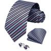 image:imageHISDERN Ties for Men Silk Stripe Plaid Tie Pocket Square Cufflinks Set Classic Necktie Formal Wedding BusinessBlue  Purple  Black