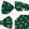 image:imageHISDERN Christmas Mens Bow Ties Set Holiday Festival Bow Tie and Pocket Square Set with Gift Box Bow Ties for Men PretiedGreen  Christmas Santa  Xmas Tree