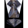 image:imageHISDERN Paisley Ties for Men Solid Tie Handkerchief Floral Mens Necktie amp Pocket Square Set Wedding Classic Mens TiesBrownnavy