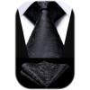 image:imageHISDERN Paisley Ties for Men Solid Tie Handkerchief Floral Mens Necktie amp Pocket Square Set Wedding Classic Mens TiesD1black