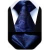 image:imageHISDERN Paisley Ties for Men Solid Tie Handkerchief Floral Mens Necktie amp Pocket Square Set Wedding Classic Mens TiesE1navy Blue