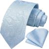 image:imageHISDERN Paisley Ties for Men Solid Tie Handkerchief Floral Mens Necktie amp Pocket Square Set Wedding Classic Mens TiesE2sky Blue