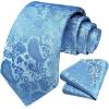 image:imageHISDERN Paisley Ties for Men Solid Tie Handkerchief Floral Mens Necktie amp Pocket Square Set Wedding Classic Mens TiesE3baby Blue