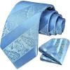 image:imageHISDERN Paisley Ties for Men Solid Tie Handkerchief Floral Mens Necktie amp Pocket Square Set Wedding Classic Mens TiesE5light Blue
