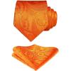 image:imageHISDERN Paisley Ties for Men Solid Tie Handkerchief Floral Mens Necktie amp Pocket Square Set Wedding Classic Mens TiesF1orange