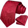 image:imageHISDERN Paisley Ties for Men Solid Tie Handkerchief Floral Mens Necktie amp Pocket Square Set Wedding Classic Mens TiesH1crimson Red