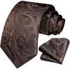 image:imageHISDERN Paisley Ties for Men Solid Tie Handkerchief Floral Mens Necktie amp Pocket Square Set Wedding Classic Mens TiesL1cocoa Brown
