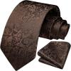 image:imageHISDERN Paisley Ties for Men Solid Tie Handkerchief Floral Mens Necktie amp Pocket Square Set Wedding Classic Mens TiesL2brown