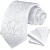 image:imageHISDERN Paisley Ties for Men Solid Tie Handkerchief Floral Mens Necktie amp Pocket Square Set Wedding Classic Mens TiesO1white