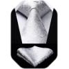 image:imageHISDERN Paisley Ties for Men Solid Tie Handkerchief Floral Mens Necktie amp Pocket Square Set Wedding Classic Mens TiesO2white